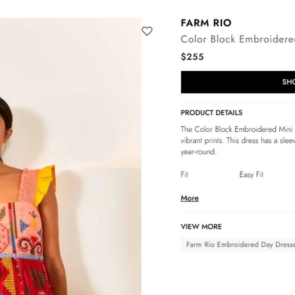 NEW NWT FARM RIO ANTHROPOLOGIE Dress Colorblock Stitch Cotton Sundress Size SM - Picture 2 of 10